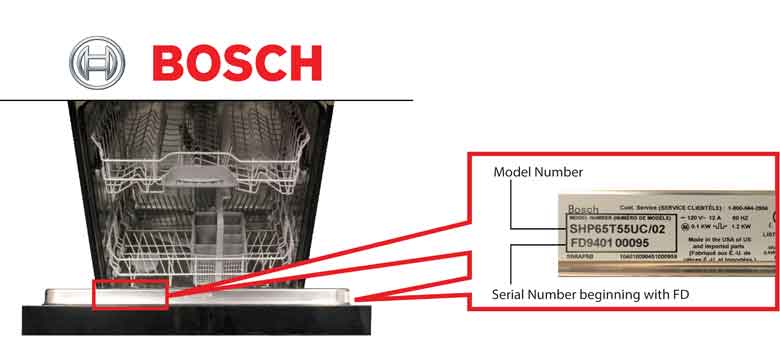 شماره سریال ماشین ظرفشویی بوش