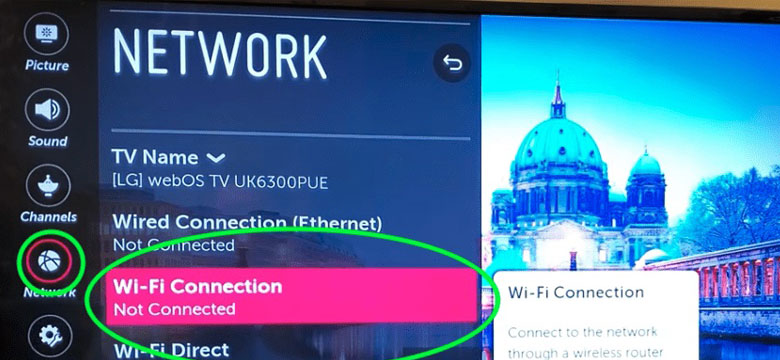 روشن کردن وای فای در تلویزیون ال جی